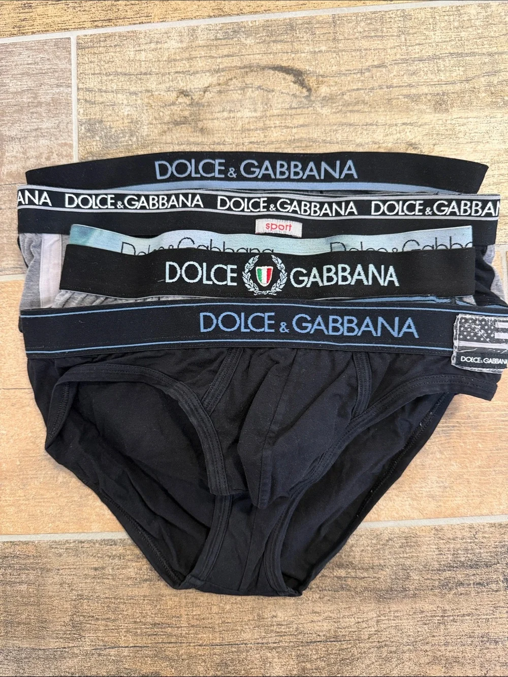 Dolce & Gabbana Men's Briefs Set - Black & Gray Designer Underwear Size Small